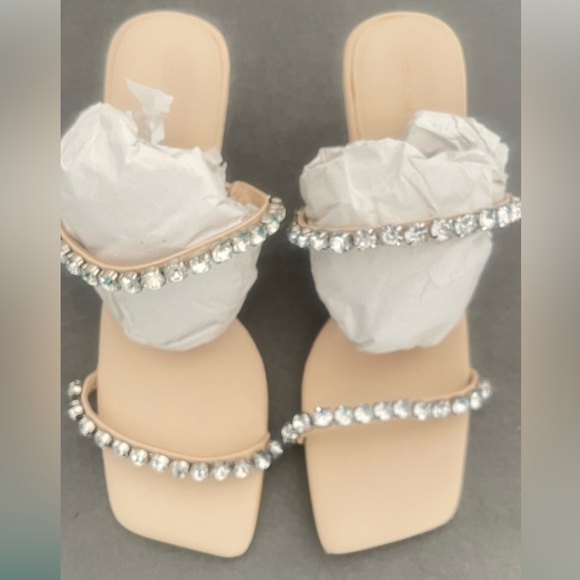 Chelsea & Violet Nude Heels with Crystal Accents - Picture 3 of 12